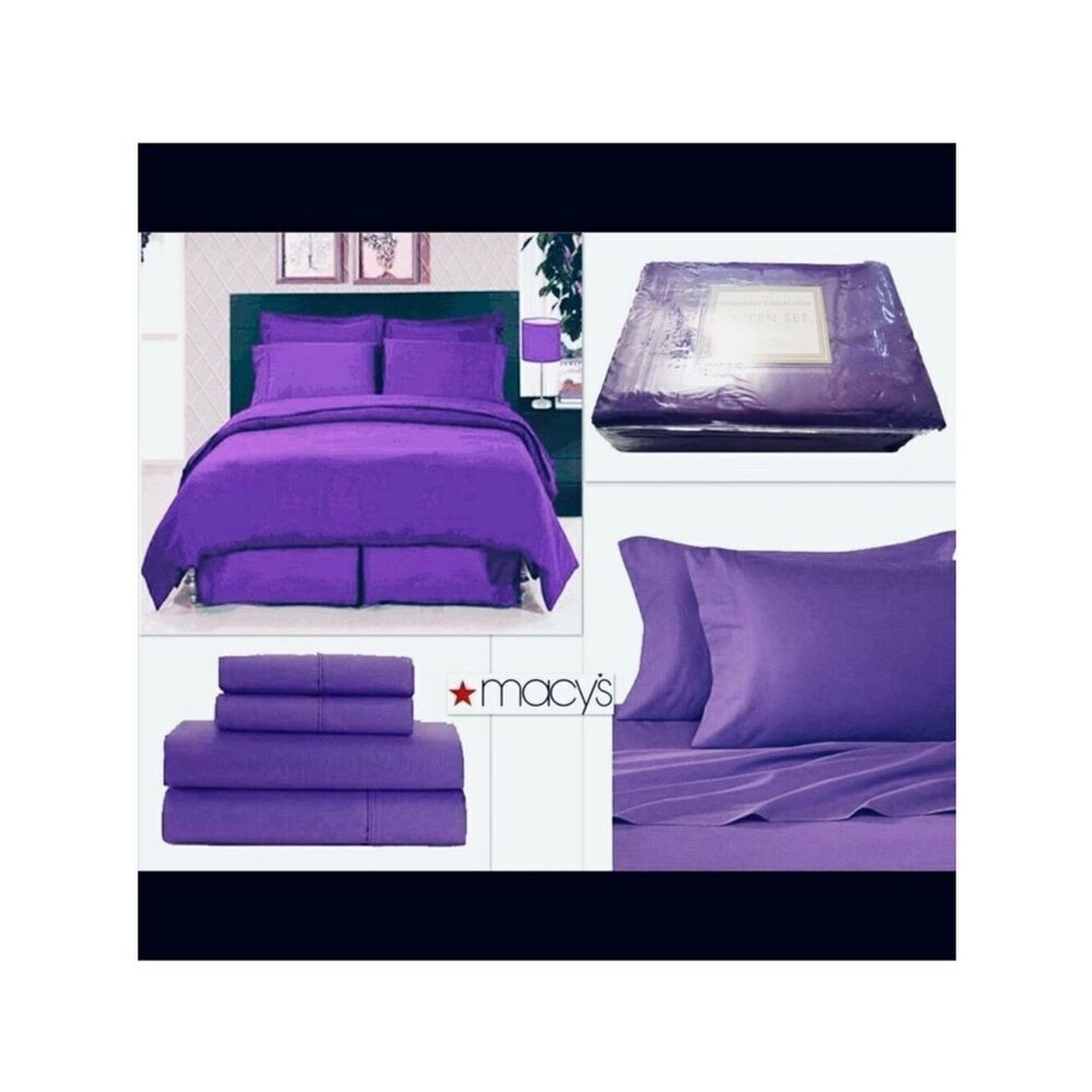 NWT Vintage Essential Collection Purple California King 4Pc microfiber Sheet Set